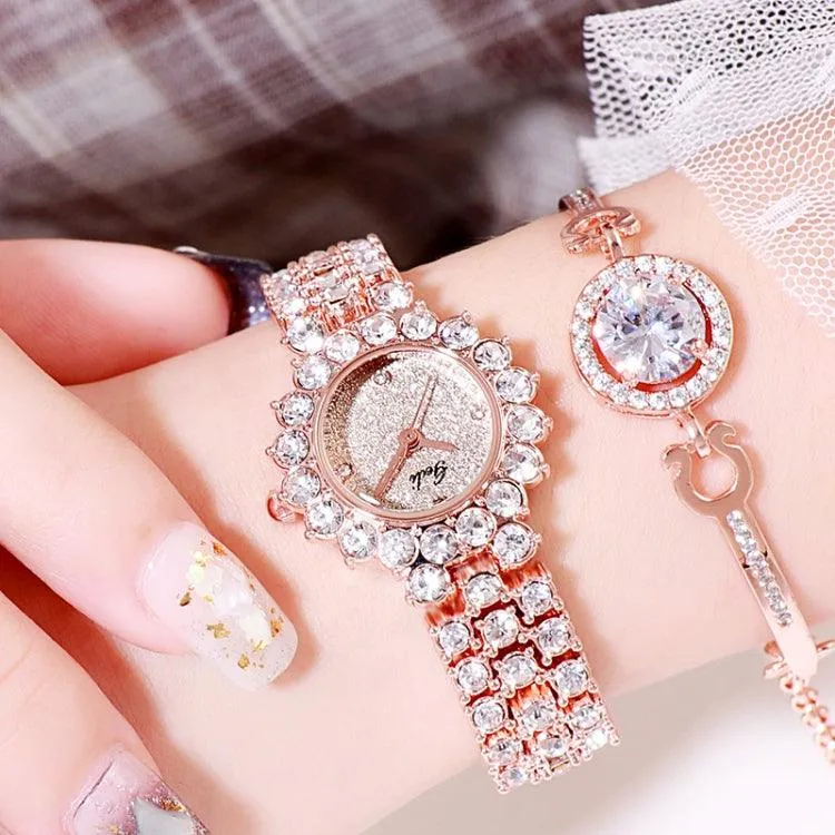 Elegant Women's Quartz Diamond-Studded Bracelet Watch by Gedi 52004