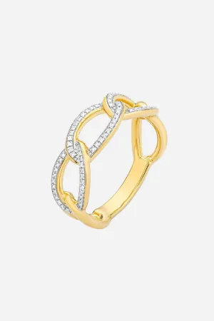 Ella Stein Triple Link Statement Ring in Gold - Size 6