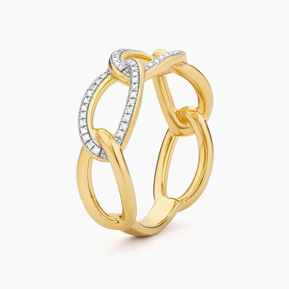 Ella Stein Triple Link Statement Ring in Gold - Size 6