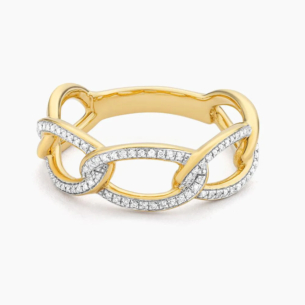 Ella Stein Triple Link Statement Ring in Gold - Size 6