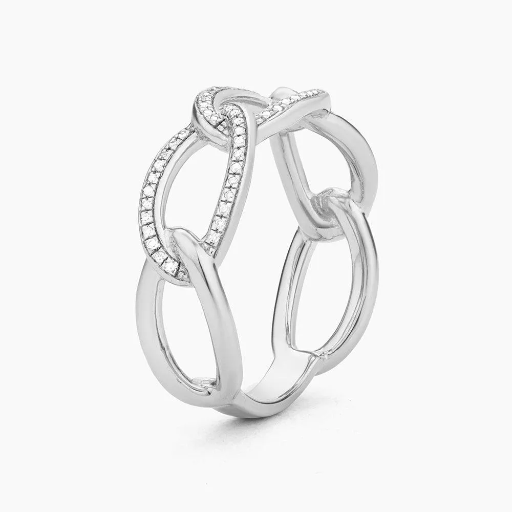 Ella Stein Triple Link Statement Ring in Sterling Silver - Size 5