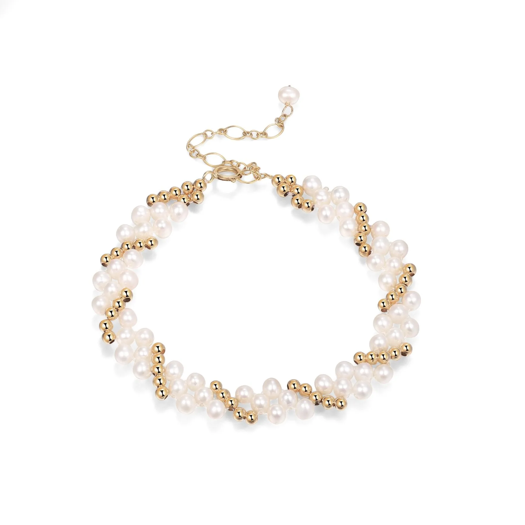 Embellished Series Interlocking Gold Bead Bracelet