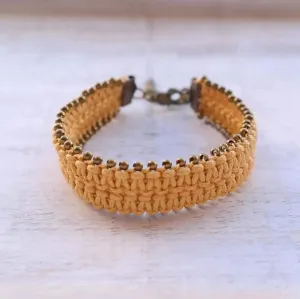 Embroidered Macrame Bracelet with Beads