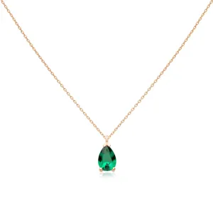 Emerald Teardrop Pendant Necklace