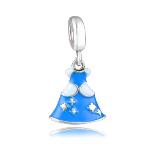 Exquisite DIY European Enamel Princess Cinderella Dress Pendant Beads Fit Original Bracelet Precious Bead for DIY Jewelry Making