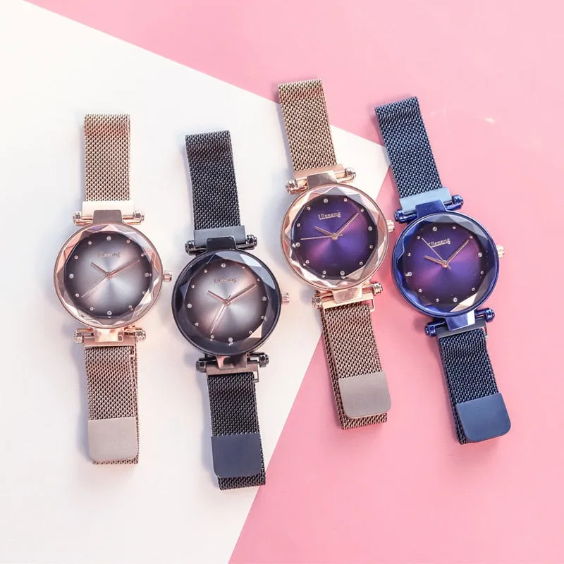 Exquisite Magnet Magnetic Force Unique Creative Band Women Luxury Quartz Watches Ladies Dress Wristwatches Watch NO Box&Bracelet