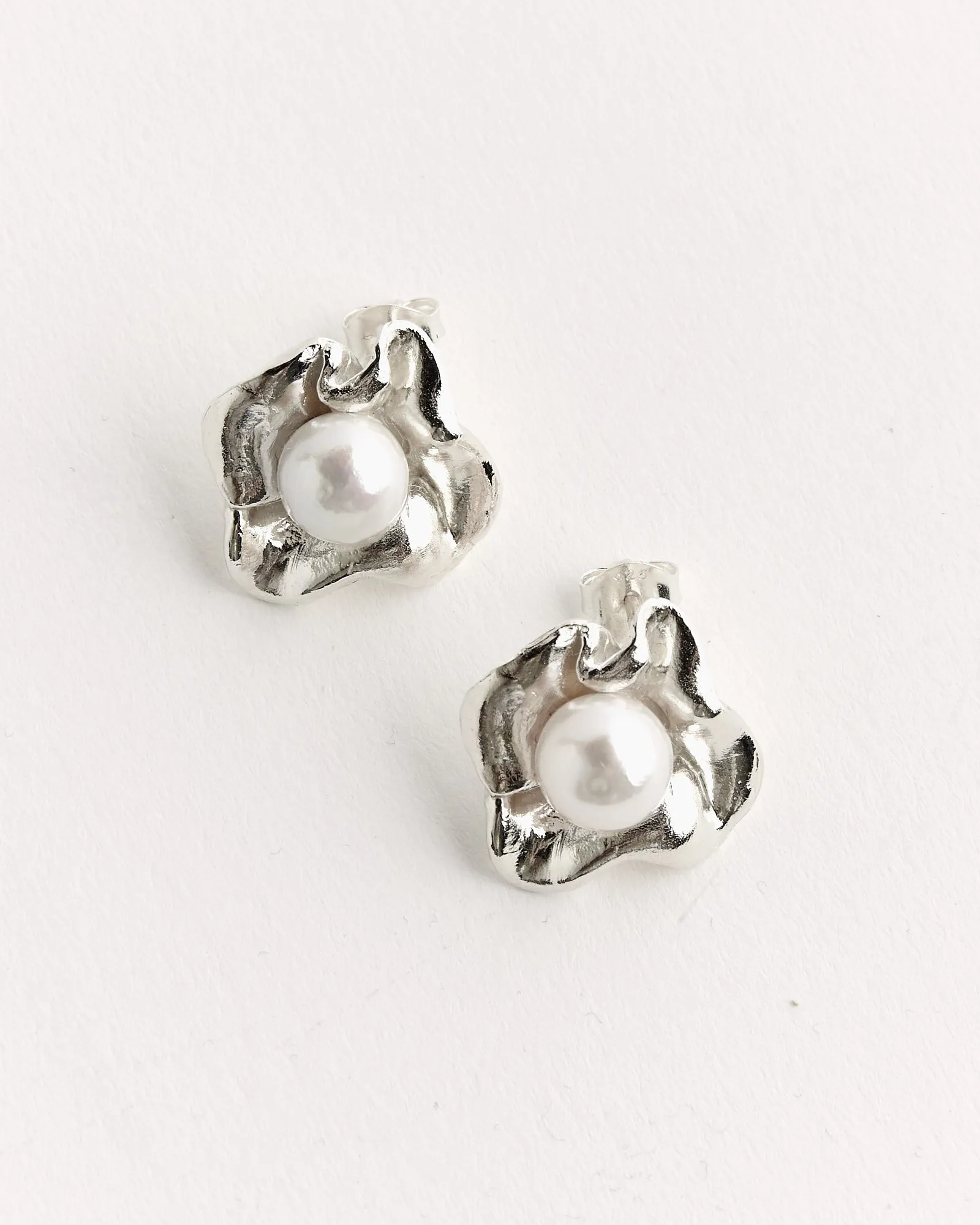 Fresh Water Pearls Earrings in Silver Plated