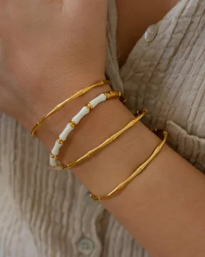 Gold Bamboo Bracelet with Color Enamel