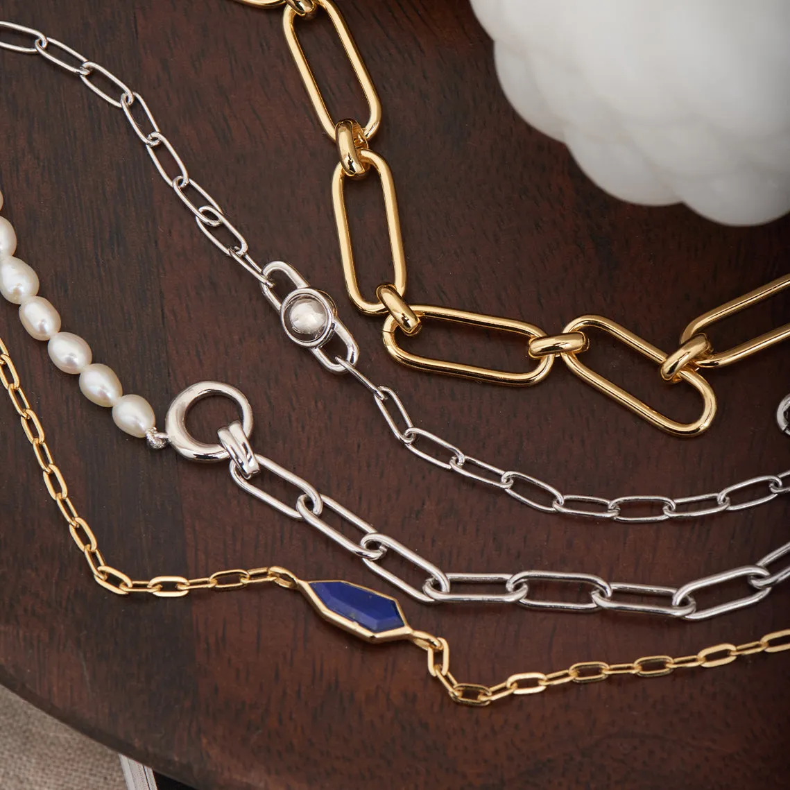 Gold Lapis Emblem Chain Bracelet