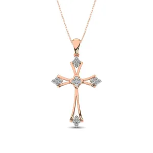 Gothic Style Diamond 1/5 Ct.Tw Cross Pendant in 10K Rose Gold