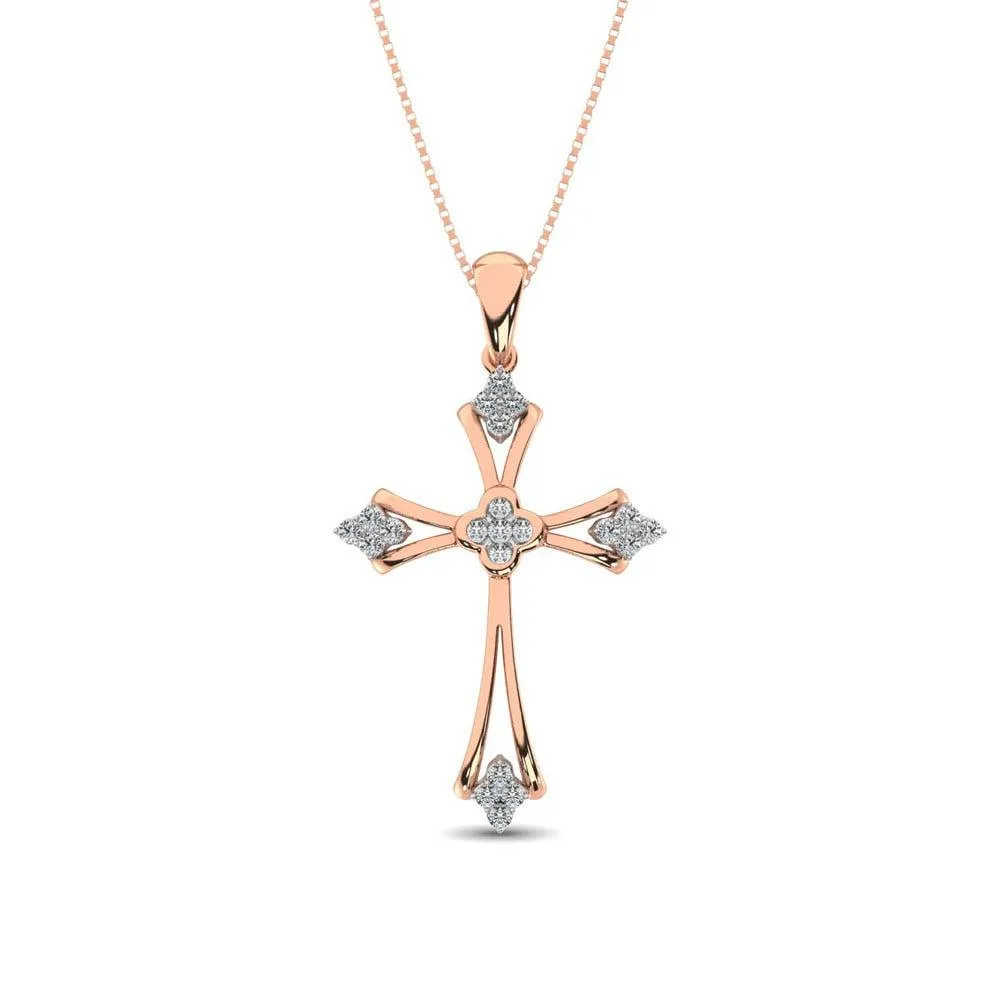 Gothic Style Diamond 1/5 Ct.Tw Cross Pendant in 10K Rose Gold