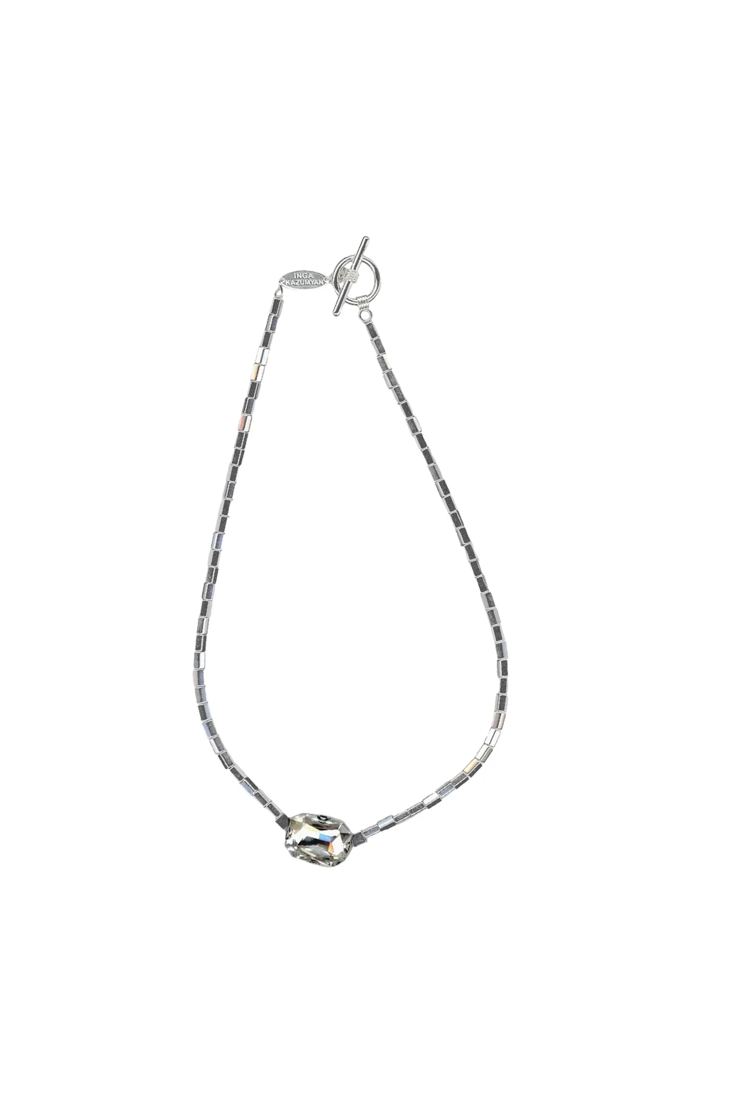 IK Crystal Pendant Choker - Silver