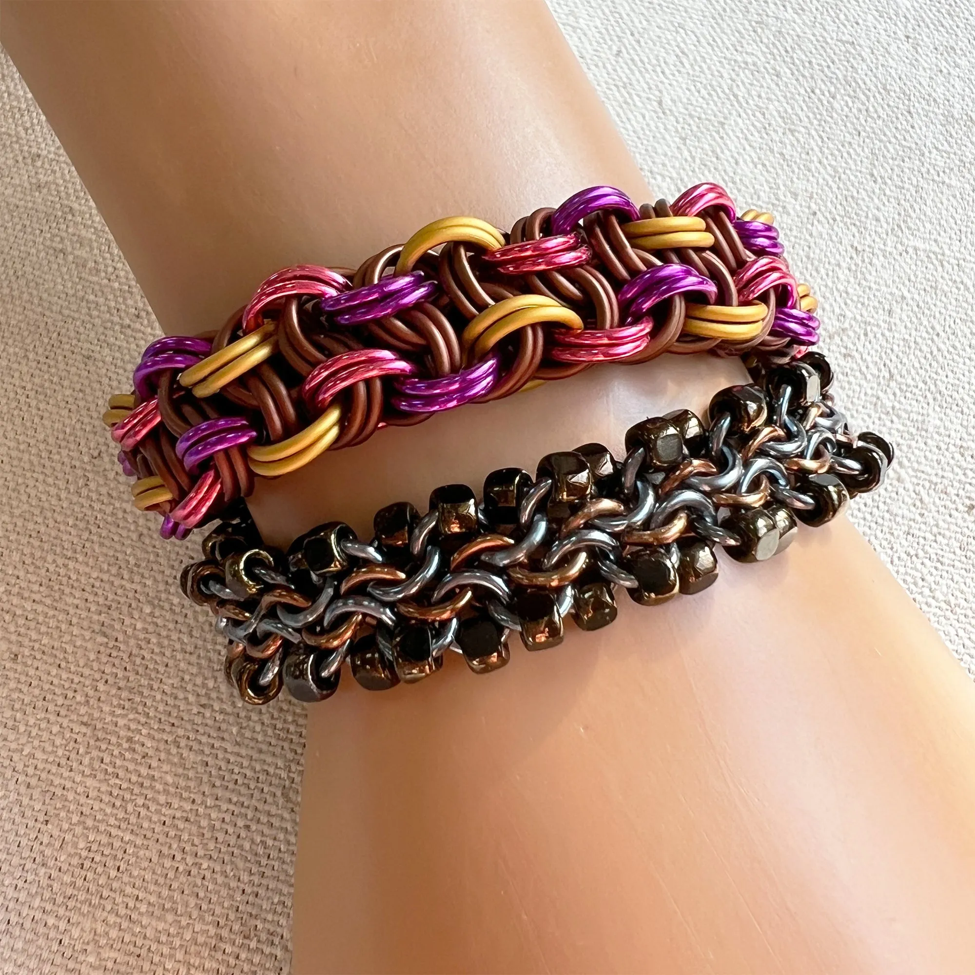 Kinged Vipera Berus Bracelet kit with FREE Video - Matte Brown, Rose, Matte Gold & Violet