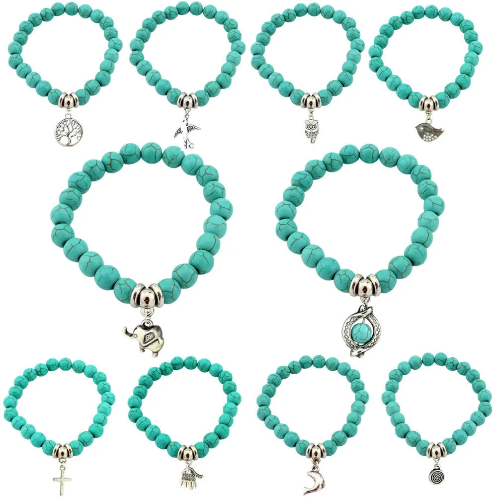 Love vintage charm bracelet femme Bohemian turquoise bracelets & bangles pulseras mujer pendants bracelets for women men jewelry