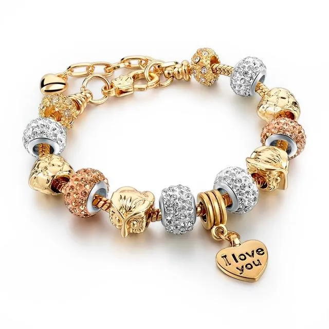 Luxury Crystal Heart Charm Bracelets - Women Jewellery