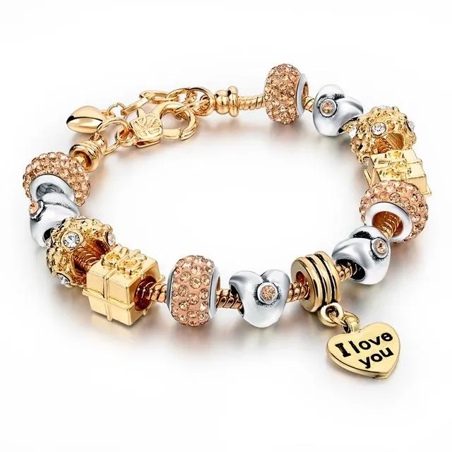 Luxury Crystal Heart Charm Bracelets - Women Jewellery