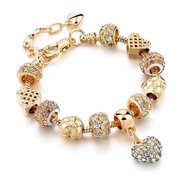 Luxury Crystal Heart Charm Bracelets - Women Jewellery