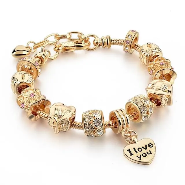 Luxury Crystal Heart Charm Bracelets - Women Jewellery