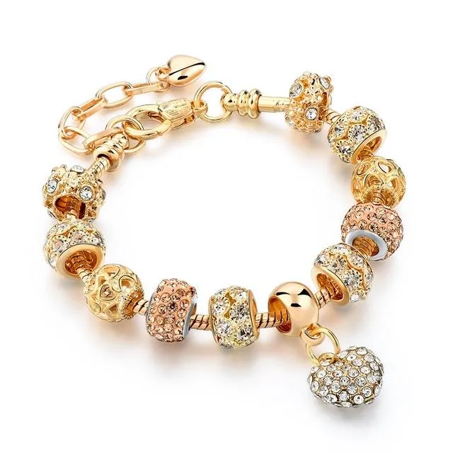 Luxury Crystal Heart Charm Bracelets - Women Jewellery