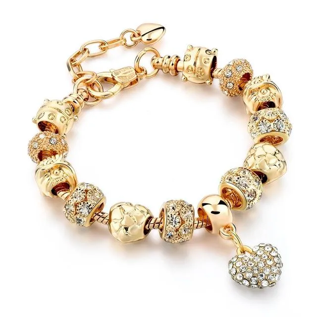 Luxury Crystal Heart Charm Bracelets - Women Jewellery