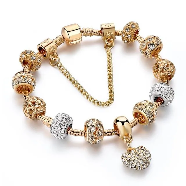 Luxury Crystal Heart Charm Bracelets - Women Jewellery