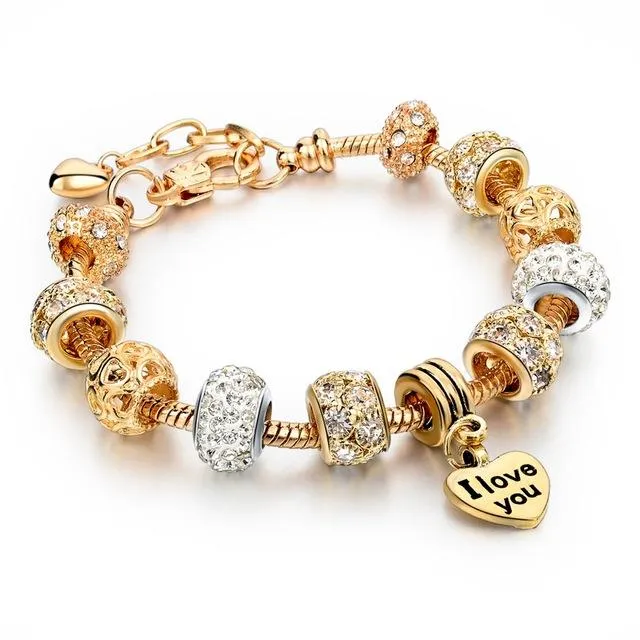 Luxury Crystal Heart Charm Bracelets - Women Jewellery