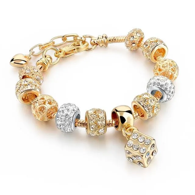 Luxury Crystal Heart Charm Bracelets - Women Jewellery