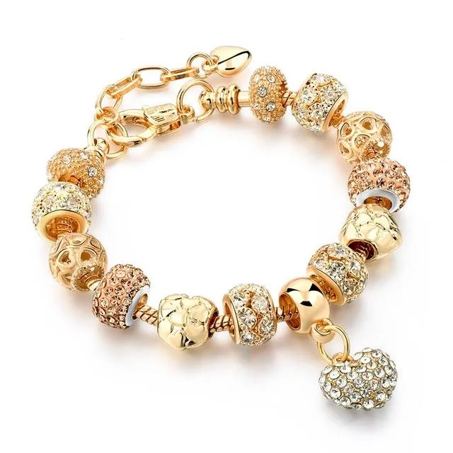 Luxury Crystal Heart Charm Bracelets - Women Jewellery