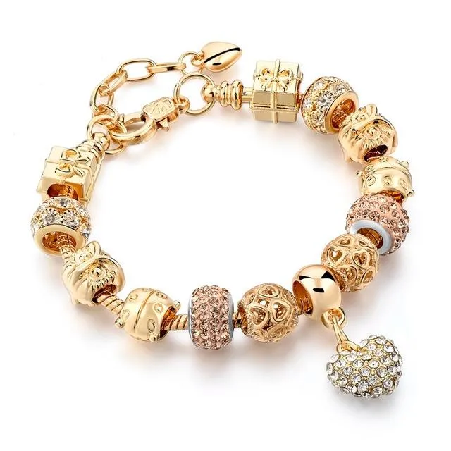 Luxury Crystal Heart Charm Bracelets - Women Jewellery