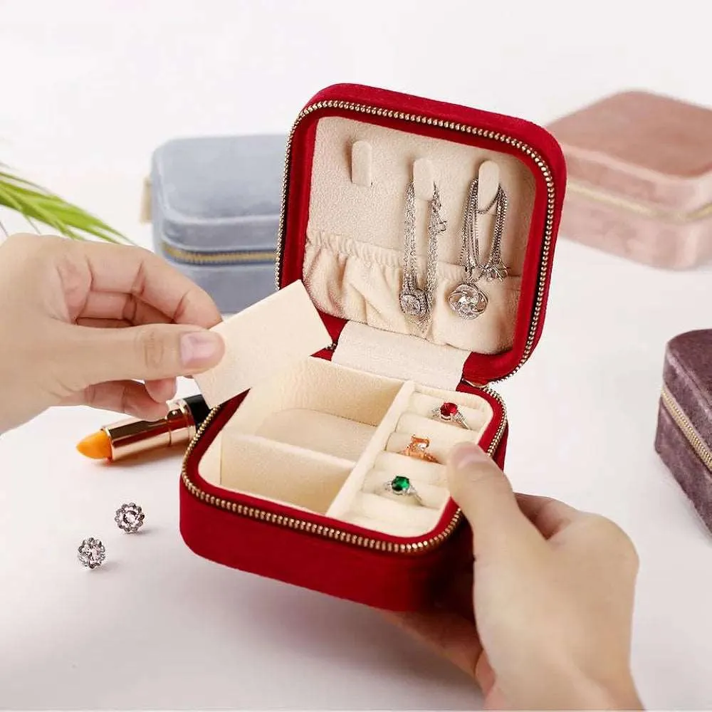 Mini Velvet Travel Jewelry Storage Case