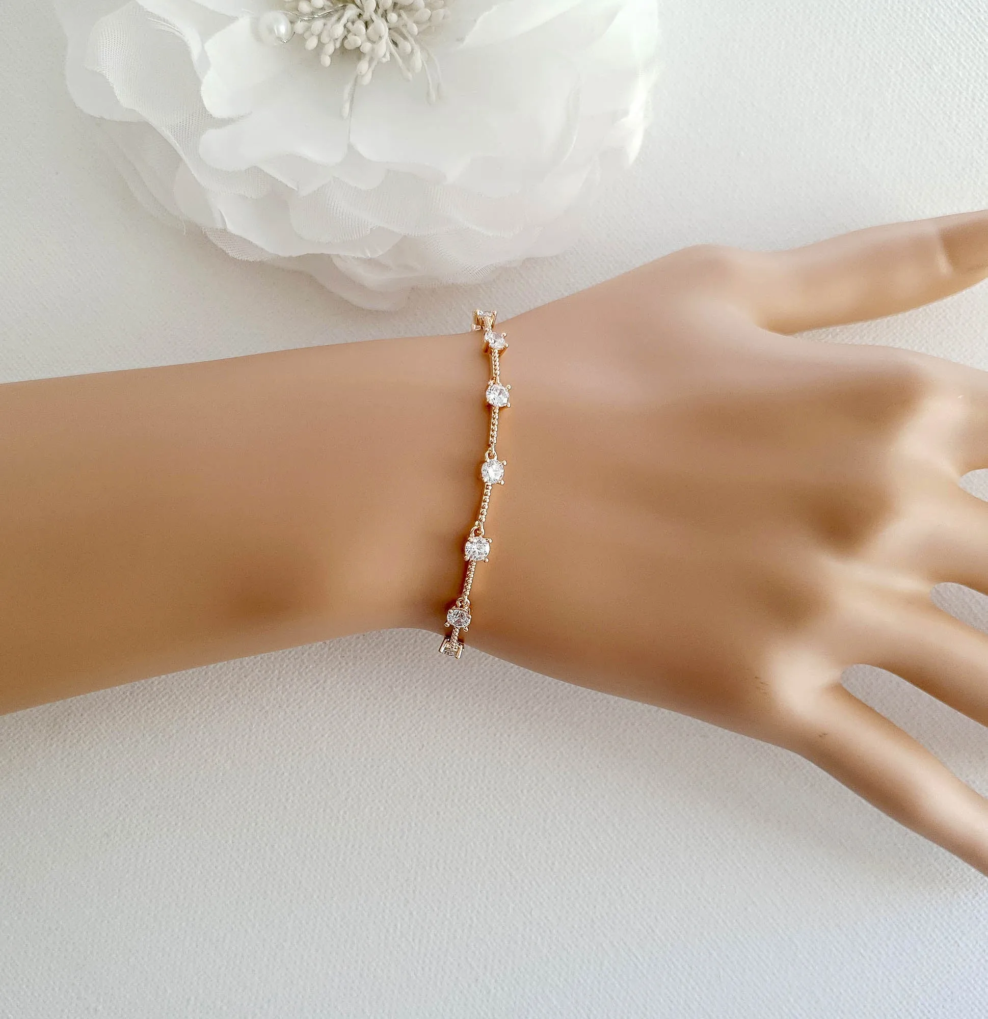 Minimalist Silver Bracelet for Brides-Ginger