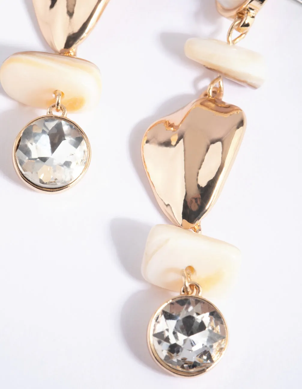 Mixed Pearl Bead & Diamante Drop Earrings