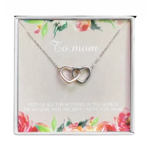 Mom Greeting Card Sterling Silver Linked Hearts Necklace Women