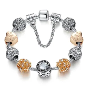 New Brand Design 925 Unique Silver Gold Charms Crystal Beads Bracelets For Women Original Luxury Bracelets Pulseira Gift