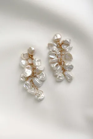 Noelle Pearl Cluster Drop Earring - Ivory/Gold