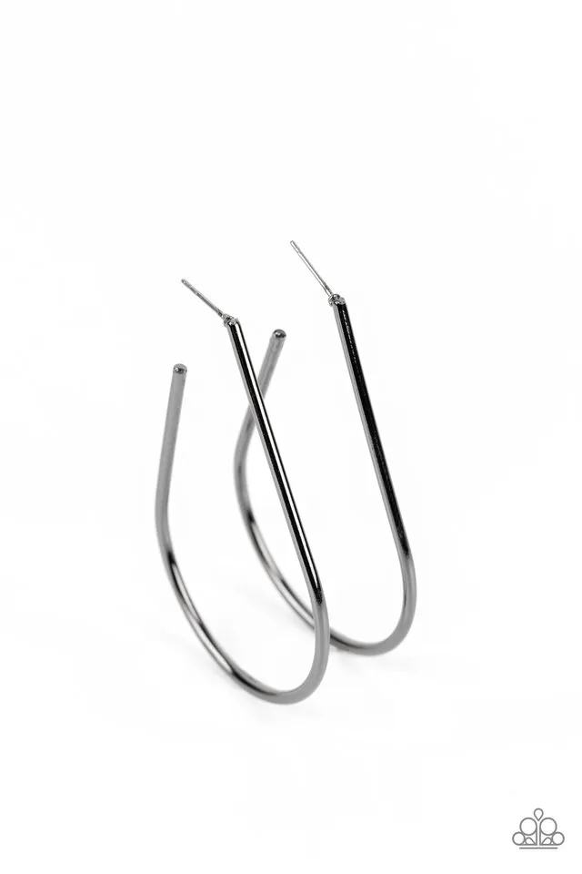 Paparazzi Earring ~ City Curves - Black