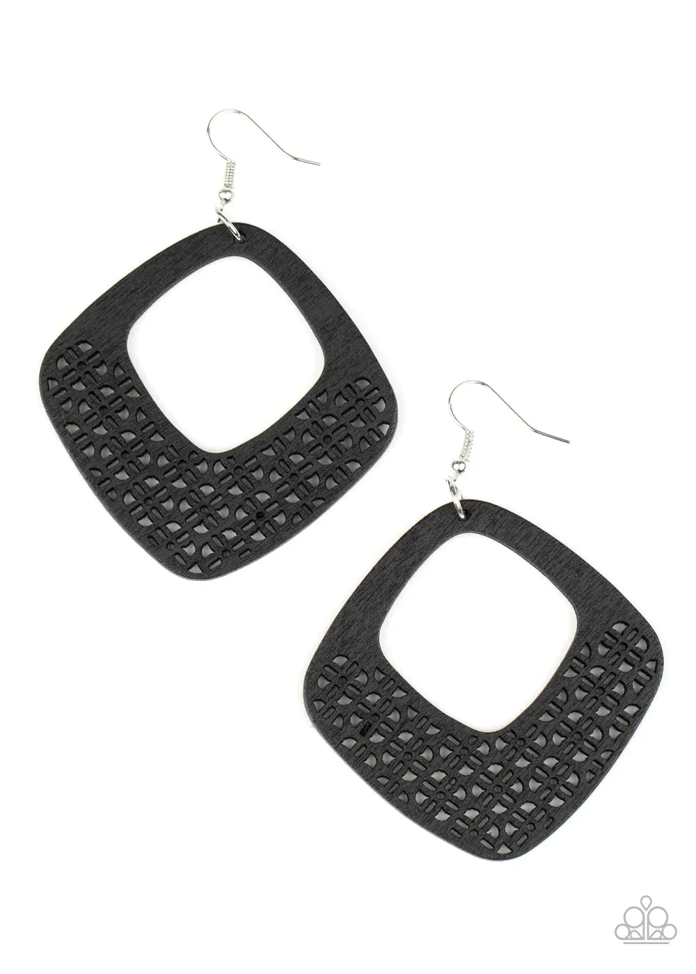 Paparazzi Earring ~ WOOD You Rather - Black