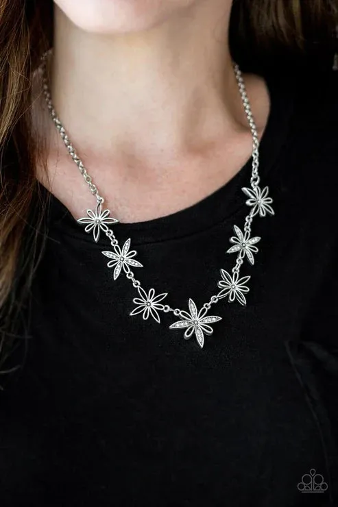 Paparazzi Necklace ~ Decked Out In Daisies - White