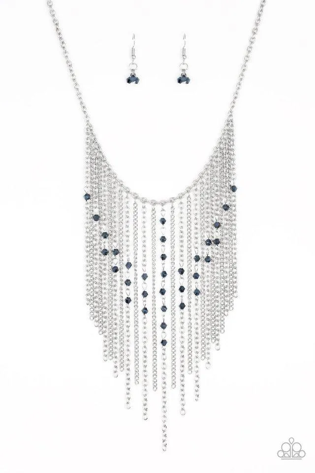 Paparazzi Necklace ~ First Class Fringe - Blue