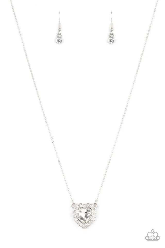 Paparazzi Necklace ~ Out of the GLITTERY-ness of Your Heart - White