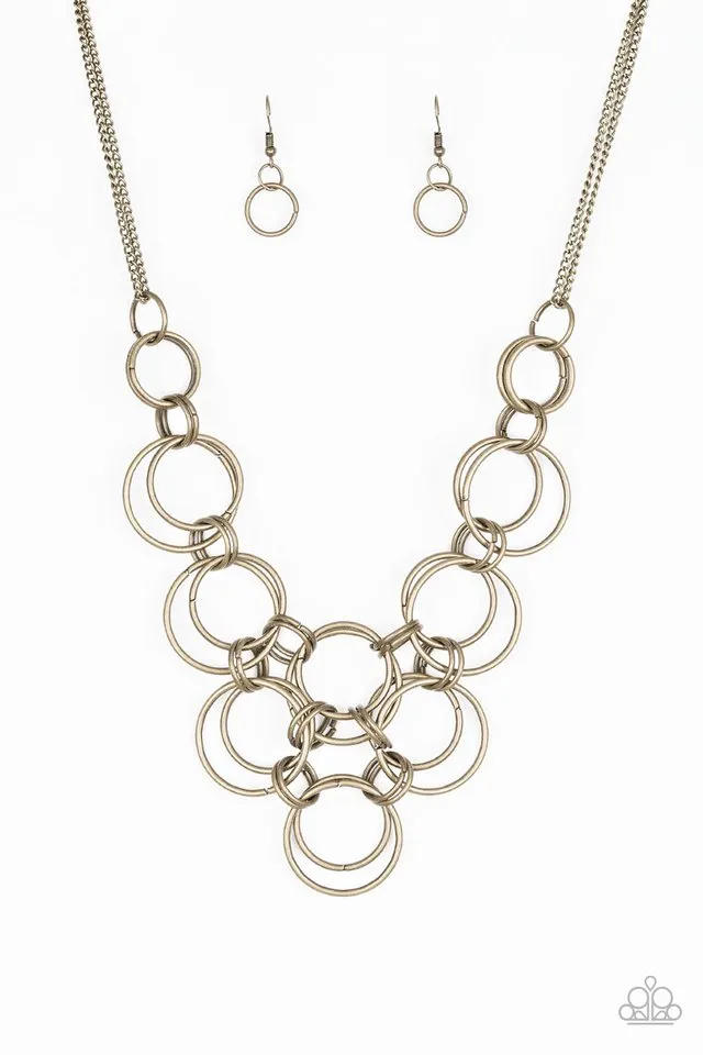 Paparazzi Necklace ~ Ringing Off The Hook - Brass