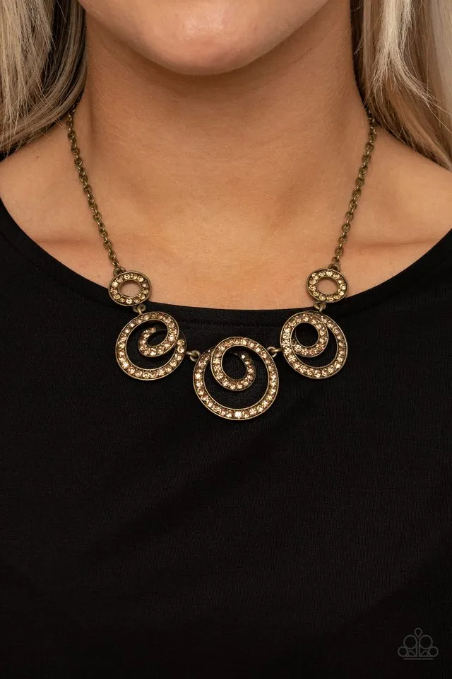 Paparazzi Necklace ~ Total Head-Turner - Brass