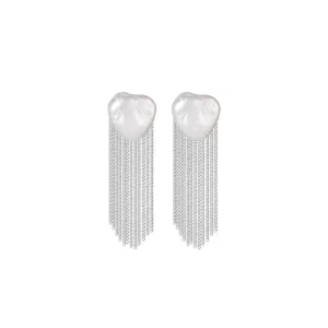 Party Duster Tassel Silver Earrings