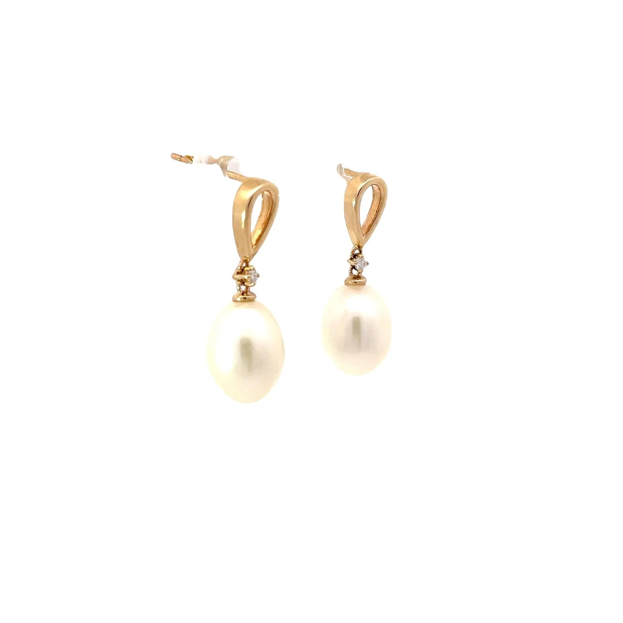 Pearl and Diamond Drop Earrings