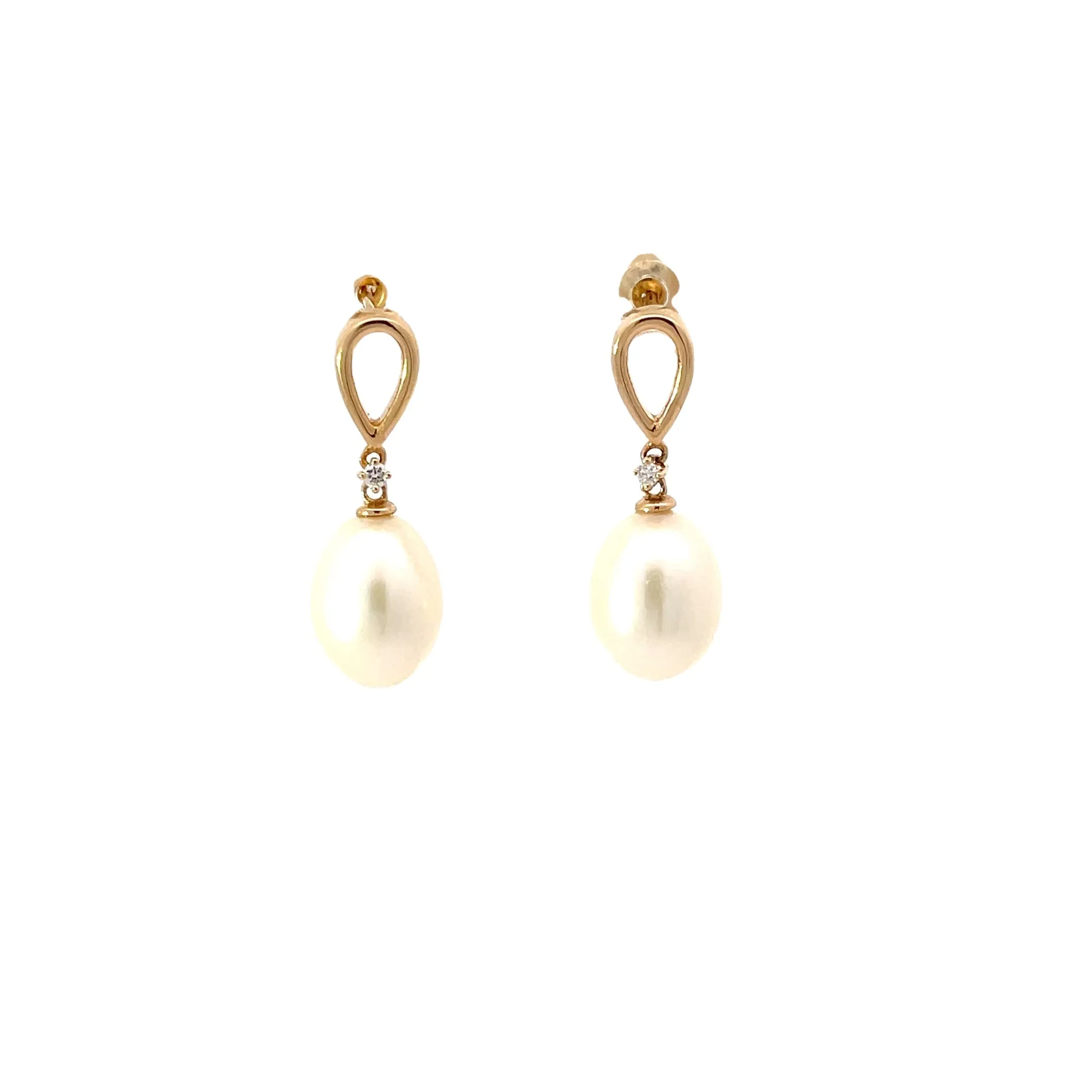 Pearl and Diamond Drop Earrings