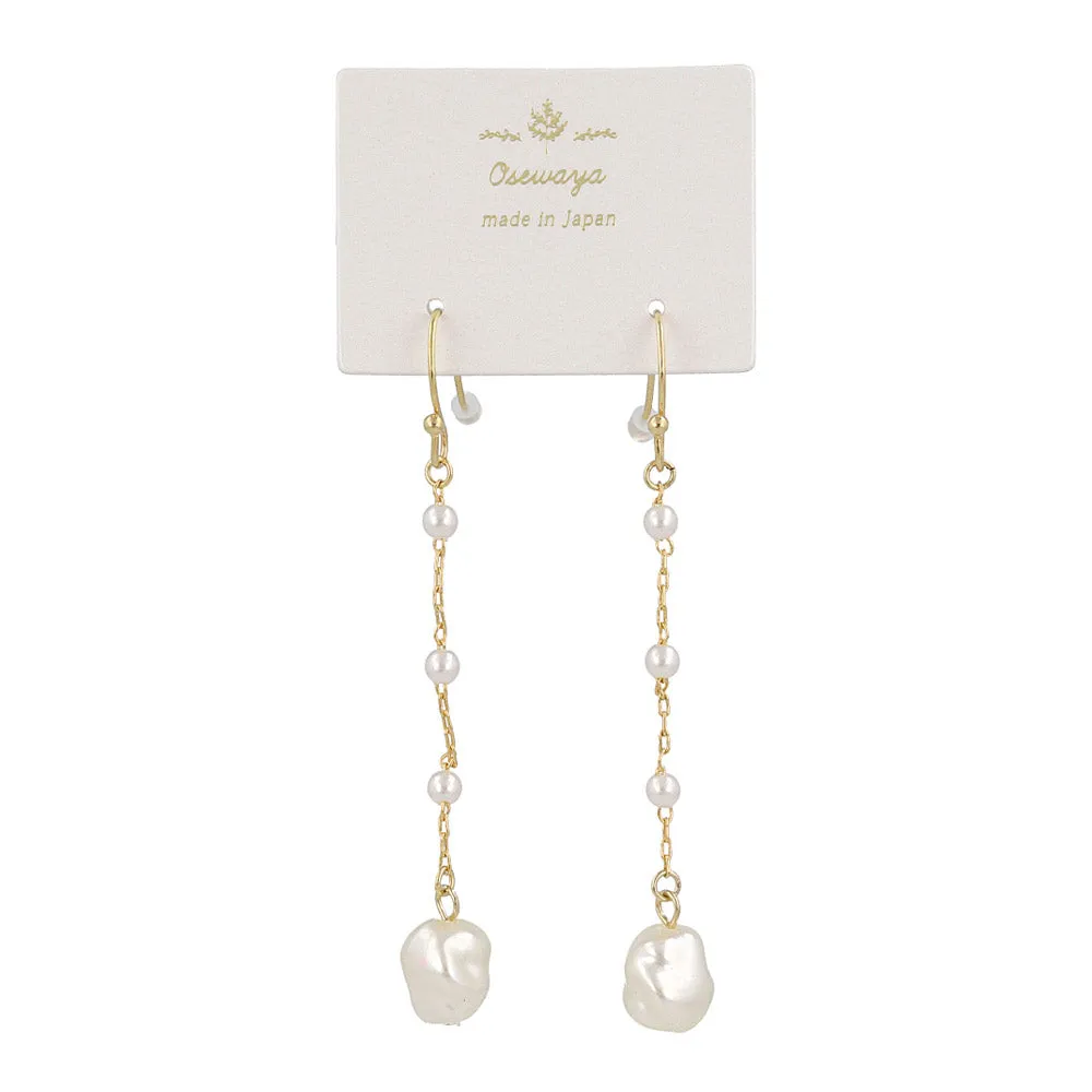 Pearl Station Drop Earrings