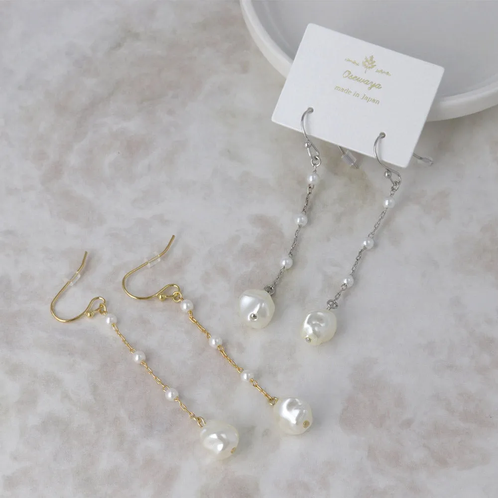 Pearl Station Drop Earrings