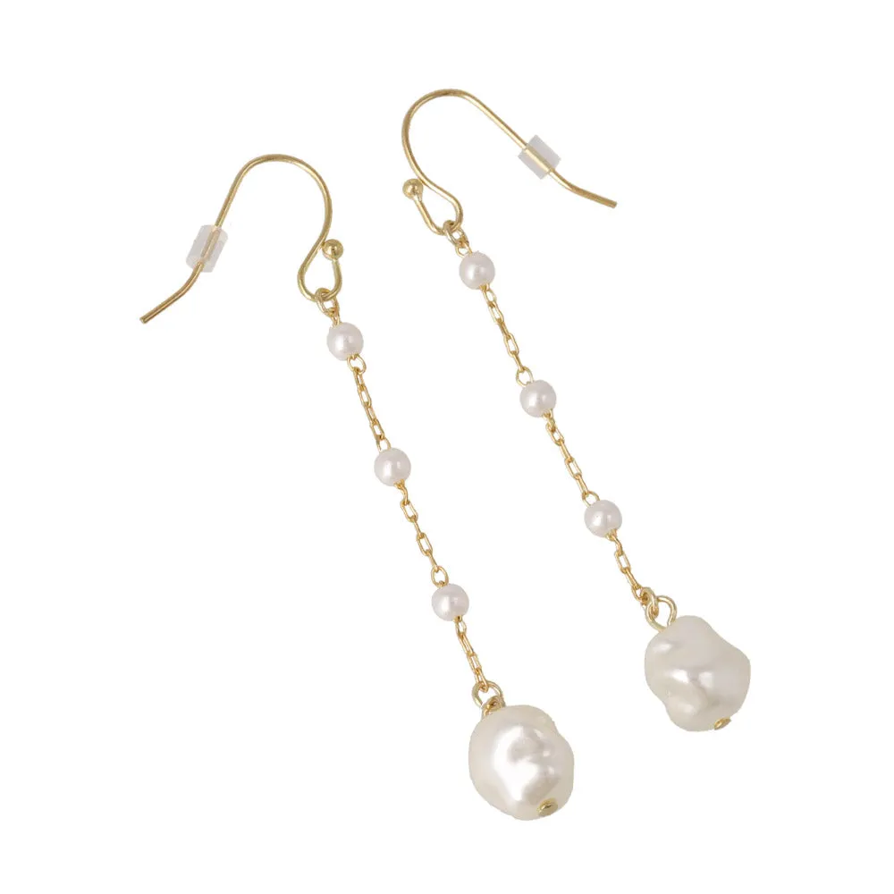 Pearl Station Drop Earrings