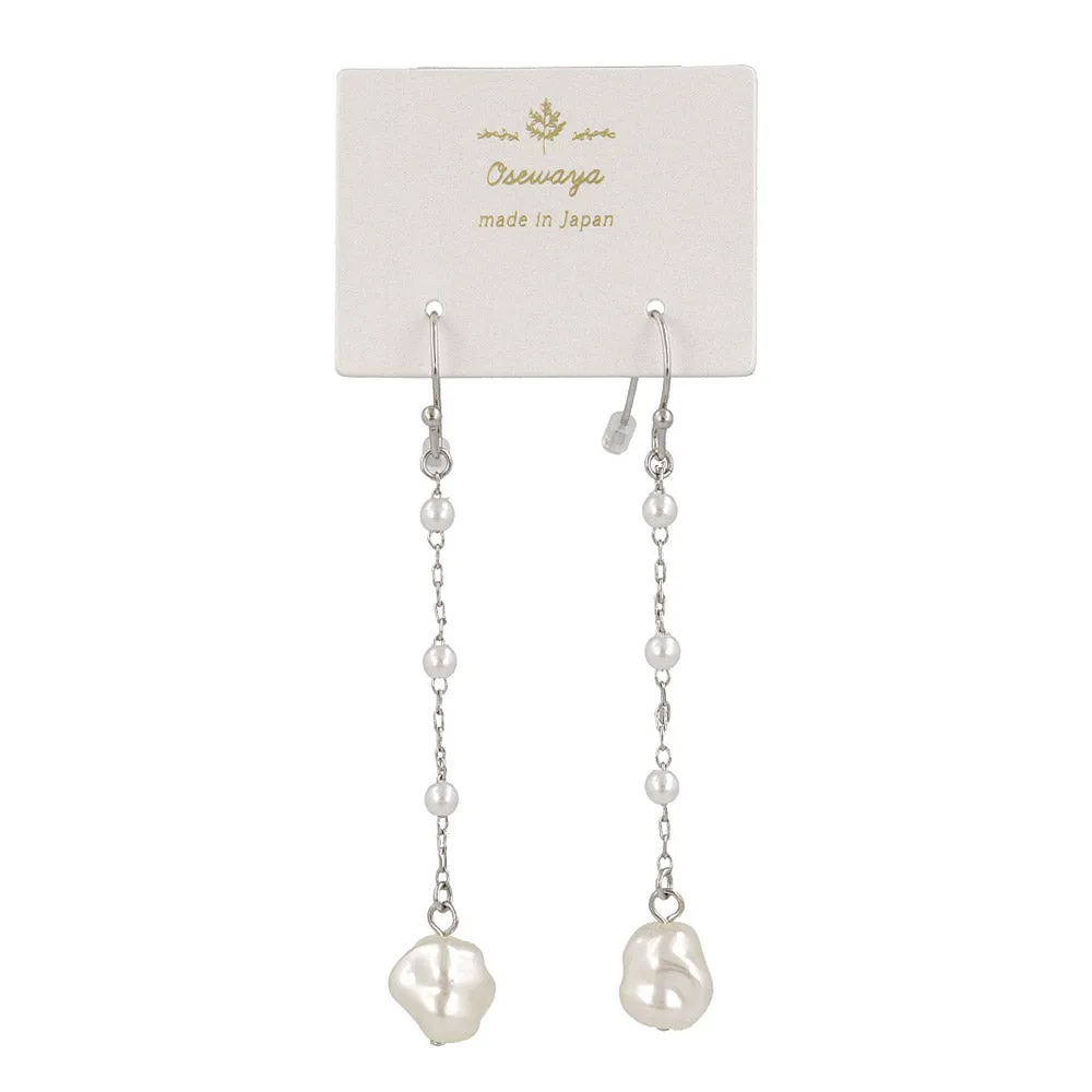 Pearl Station Drop Earrings