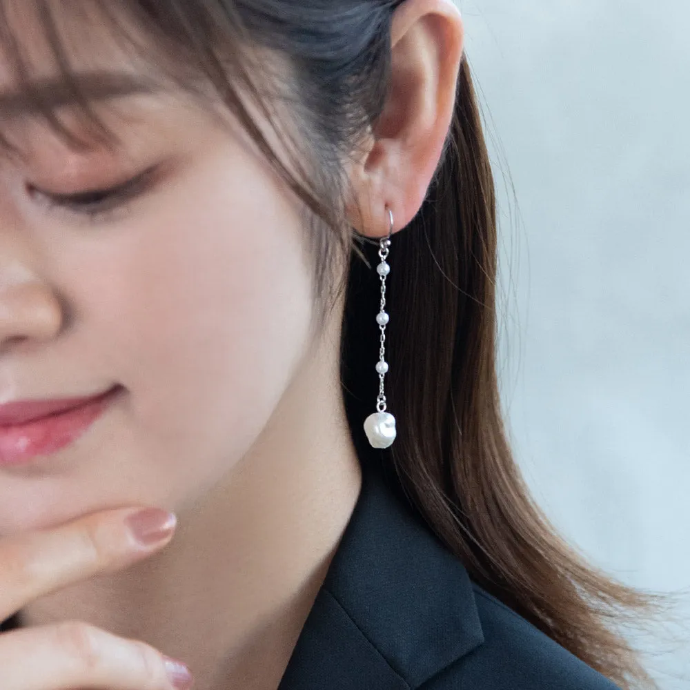 Pearl Station Drop Earrings